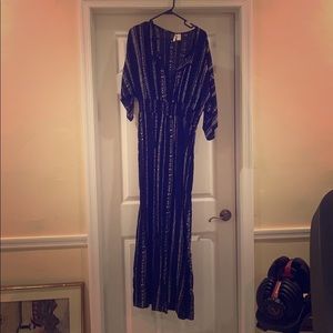 Black maxi dress with tribal print